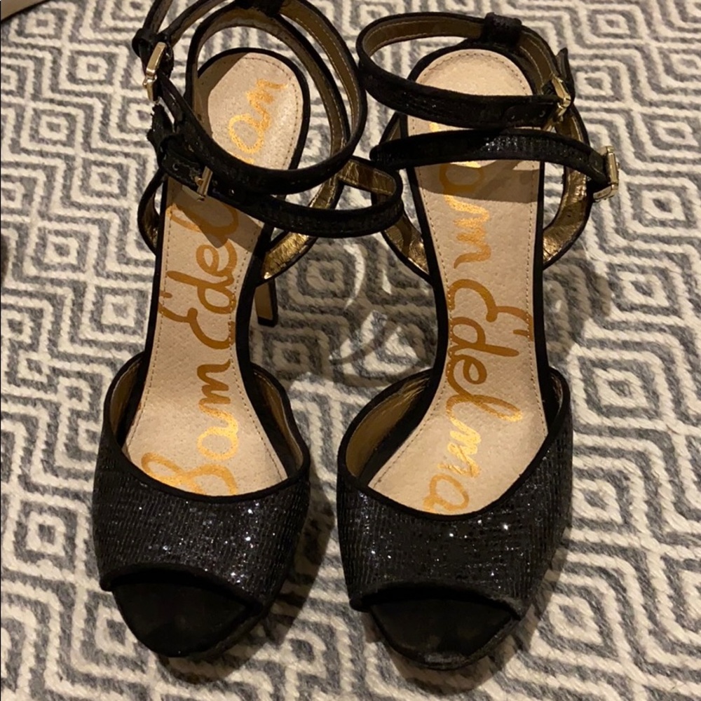 Sam Edelman Platform black sequin heels